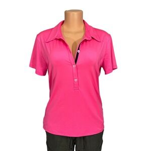 Oakley Womens Hot Pink Short Sleeve Performance Golf Polo Shirt Size Large